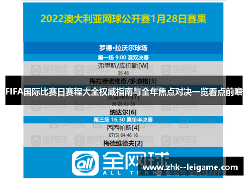 FIFA国际比赛日赛程大全权威指南与全年焦点对决一览看点前瞻